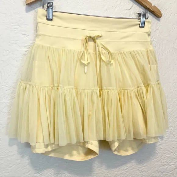 POPFLEX Skort Ruffle Mesh Butter Yellow Fairy Ballet Y2K XL - Picture 4 of 7